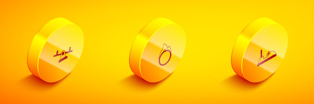 Set Isometric Seesaw, Circus fire hoop and Bumper car icon. Vector.のイラスト素材