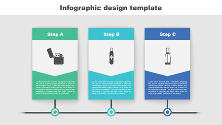 Set Lighter Electronic cigarette and Vape liquid bottle. Business infographic template. Vector.のイラスト素材