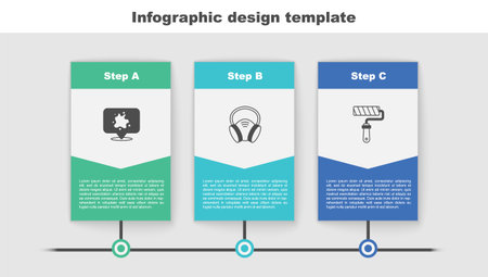 Set Paint spray Gas mask and roller brush. Business infographic template. Vector.のイラスト素材