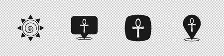 Set Sun Cross ankh and icon. Vector.のイラスト素材
