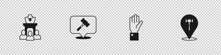 Set Auction jewelry sale hammer Hand holding auction and icon. Vector.のイラスト素材