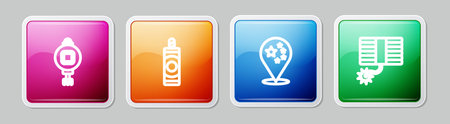 Set line Chinese paper lantern, Firework, China flag and . Colorful square button. Vector.のイラスト素材