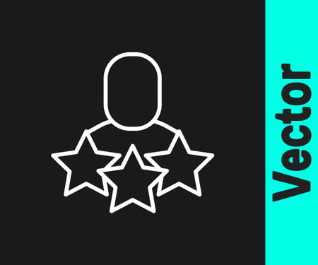 White line Productive human icon isolated on black background. Idea work, success, productivity, vision and efficiency concept. Vector.のイラスト素材