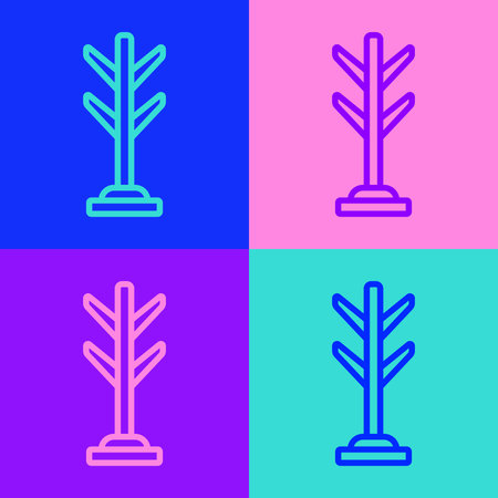 Pop art line Coat stand icon isolated on color background. Vector.のイラスト素材