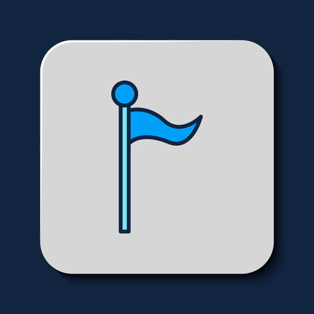 Filled outline Flag icon isolated on blue background. Location marker symbol. Vector.のイラスト素材