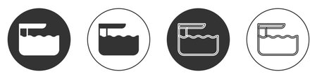 Black Diving board or springboard icon isolated on white background. Circle button. Vector.のイラスト素材
