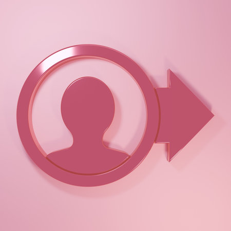 Pink Create account screen icon isolated on pink background. Minimalism concept. 3D render illustration.の写真素材