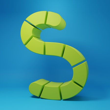 Green Worm icon isolated on blue background. Minimalism concept. 3D render illustration.
