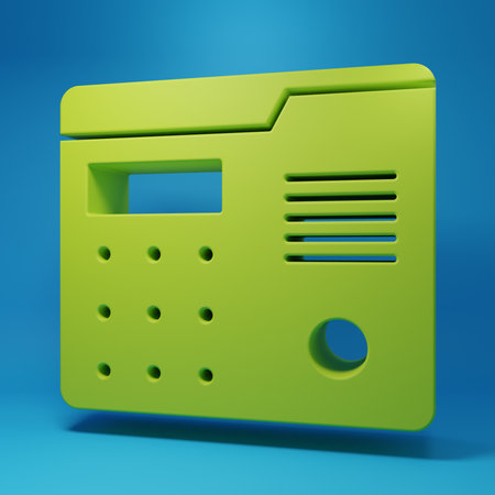 Green House intercom system icon isolated on blue background. Minimalism concept. 3D render...