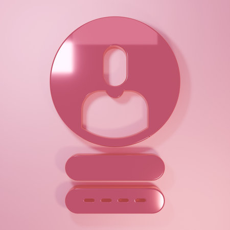 Pink Create account screen icon isolated on pink background. Minimalism concept. 3D render illustration.の写真素材