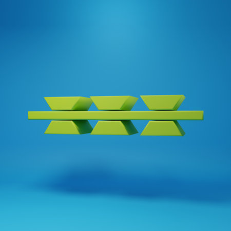Green wire icon isolated on blue background. Minimalism concept. 3D render illustration.
