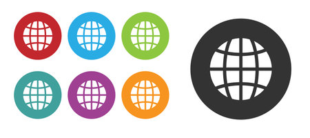 Black Global technology or social network icon isolated on white background. Set icons colorful. Vector.のイラスト素材