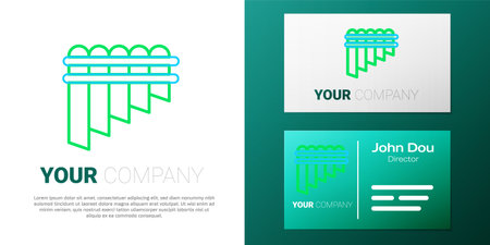 Line Pan flute icon isolated on white background. Traditional peruvian musical instrument. Zampona. Folk instrument from Peru, Bolivia and Mexico. Colorful outline concept. Vector.のイラスト素材