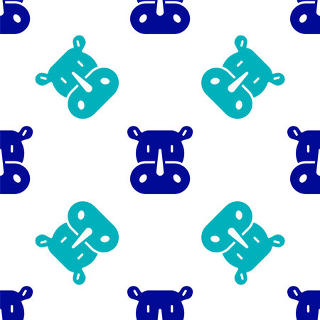Blue Rhinoceros icon isolated seamless pattern on white background. Animal symbol. Vector.のイラスト素材
