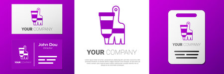 Logotype Tube with paint palette and brush icon isolated on white background. Logo design template element. Vector.のイラスト素材