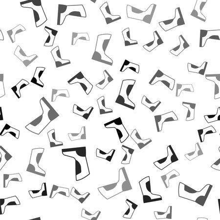Black Fire boots icon isolated seamless pattern on white background. Vector.のイラスト素材