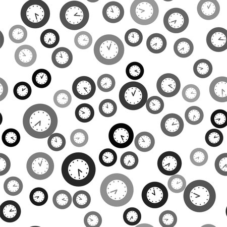 Black Clock icon isolated seamless pattern on white background. Time symbol. Vector.のイラスト素材