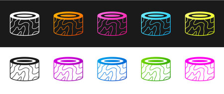 Set Tree stump icon isolated on black and white background. Vector.のイラスト素材