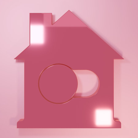 Pink Smart home icon isolated on pink background. Remote control. Minimalism concept. 3D render illustration.の写真素材