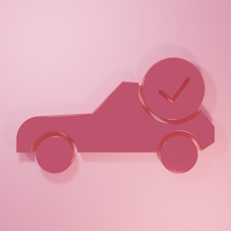 Pink Auto service check automotive icon isolated on pink background. Car service. Minimalism concept. 3D render illustration.の写真素材