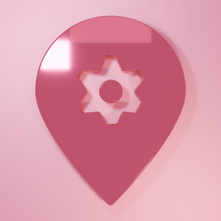 Pink Location with car service icon isolated on pink background. Auto mechanic service. Repair service auto mechanic. Minimalism concept. 3D render illustration.の写真素材