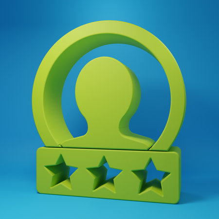 Green Create account screen icon isolated on blue background. Minimalism concept. 3D render illustration.の写真素材