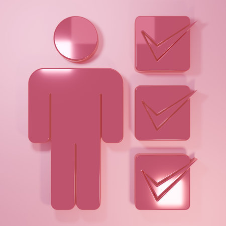 Pink User icon isolated on pink background. Business avatar symbol user profile icon. Male user sign. Minimalism concept. 3D render illustration.の写真素材