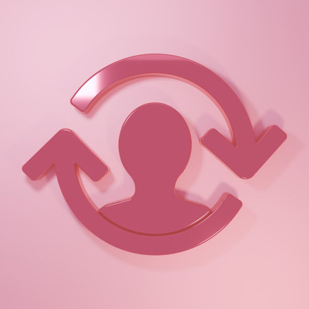 Pink Human resources icon isolated on pink background. Concept of human resources management, professional staff research, head hunter job. Minimalism concept. 3D render illustration.の写真素材