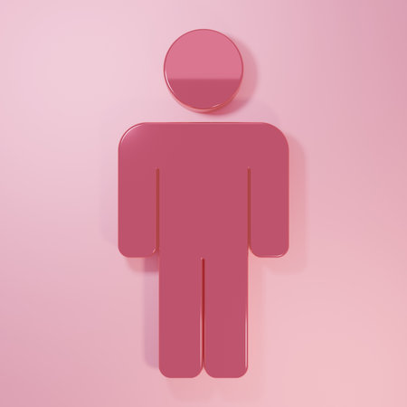 Pink User of man icon isolated on pink background. Business avatar symbol user profile icon. Male user sign. Minimalism concept. 3D render illustration.の写真素材