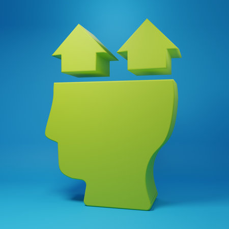 Green User of man icon isolated on blue background. Business avatar symbol user profile icon. Male user sign. Minimalism concept. 3D render illustration.の写真素材