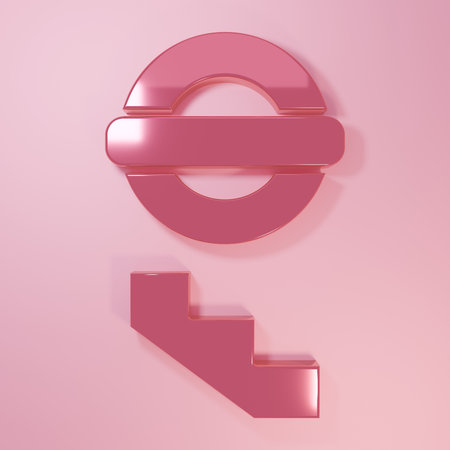 Pink London underground icon isolated on pink background. Minimalism concept. 3D render illustration.の写真素材