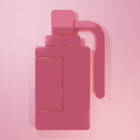 Pink Hand grenade icon isolated on pink background. Bomb explosion. Minimalism concept. 3D render illustration.の写真素材