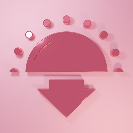Pink icon isolated on pink background. Minimalism concept. 3D render illustration.の写真素材