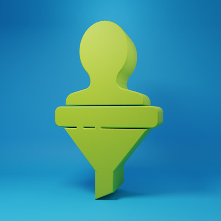 Green Head hunting icon isolated on blue background. Business target or Employment sign. Human resource and recruitment for business. Minimalism concept. 3D render illustration.の写真素材