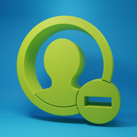 Green Create account screen icon isolated on blue background. Minimalism concept. 3D render illustration.の写真素材