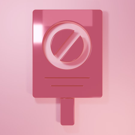 Pink icon isolated on pink background. Minimalism concept. 3D render illustration.の写真素材