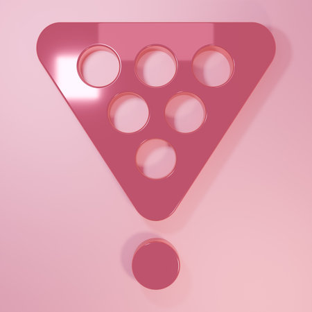Pink Billiard balls in a rack triangle icon isolated on pink background. Minimalism concept. 3D render illustration.の写真素材