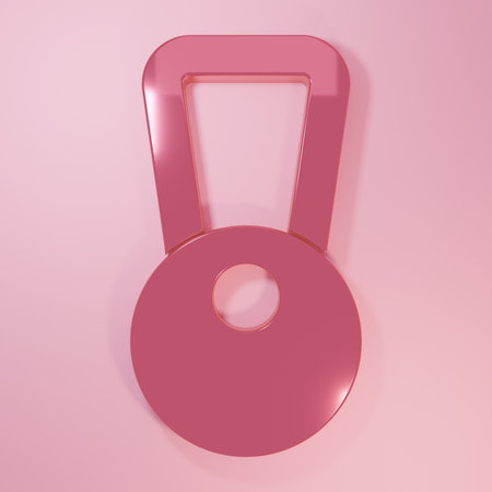 Pink Kettlebell icon isolated on pink background. Sport equipment. Minimalism concept. 3D render illustration.の写真素材