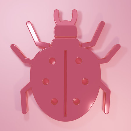 Pink Mite icon isolated on pink background. Minimalism concept. 3D render illustration.の写真素材
