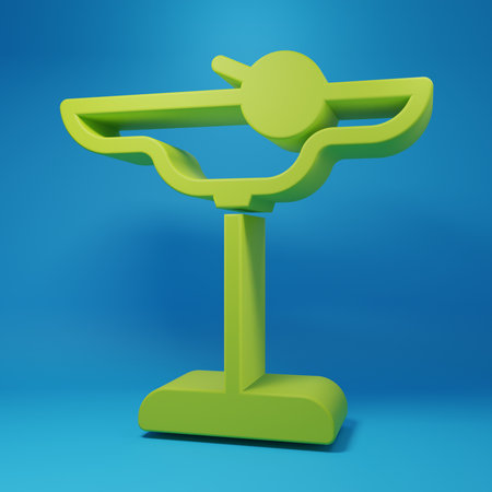 Green Margarita cocktail glass with lime icon isolated on blue background. Minimalism concept. 3D render illustration.の写真素材