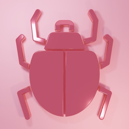 Pink Mite icon isolated on pink background. Minimalism concept. 3D render illustration.の写真素材