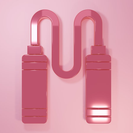 Pink Jump rope icon isolated on pink background. Skipping rope. Sport equipment. Minimalism concept. 3D render illustration.の写真素材