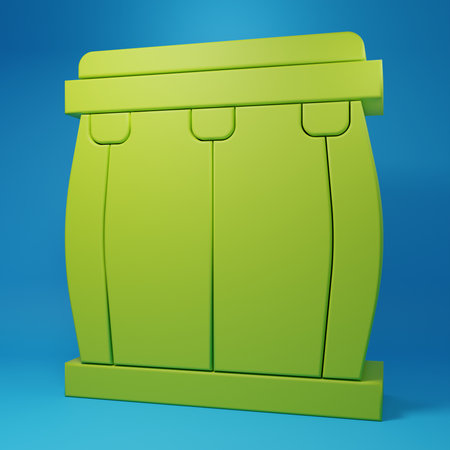 Green Drum icon isolated on blue background. Music sign. Musical instrument symbol. Minimalism concept. 3D render illustration.の写真素材