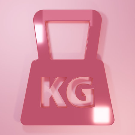 Pink Weight icon isolated on pink background. Kilogram weight block for weight lifting and scale. Mass symbol. Minimalism concept. 3D render illustration.の写真素材