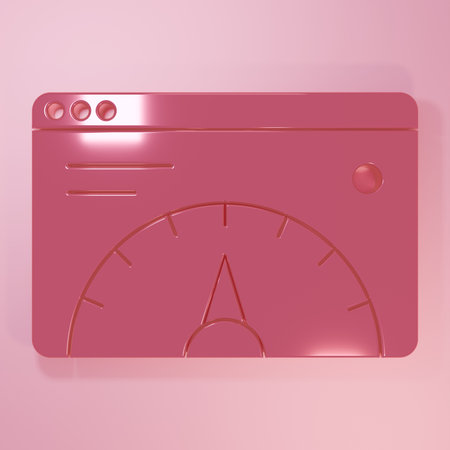 Pink Web analytics information and development website statistic icon isolated on pink background. Analysis, management, marketing, research. Minimalism concept. 3D render illustration.の写真素材