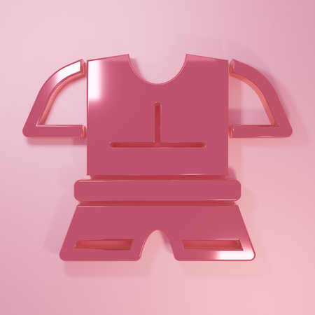 Pink Body armor icon isolated on pink background. Minimalism concept. 3D render illustration.の写真素材