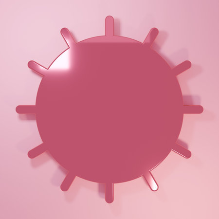 Pink Sun icon isolated on pink background. Summer symbol. Good sunny day. Minimalism concept. 3D render illustration.の写真素材