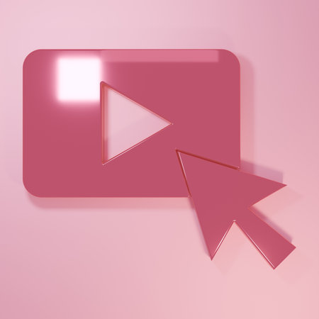 Pink icon isolated on pink background. Minimalism concept. 3D render illustration.の写真素材