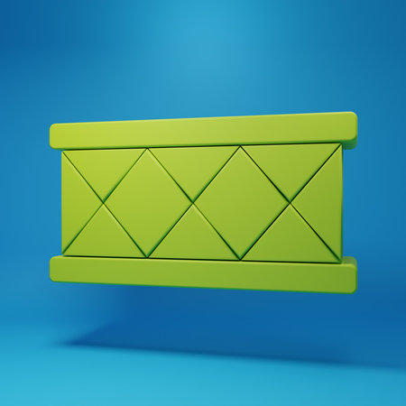 Green Drum icon isolated on blue background. Music sign. Musical instrument symbol. Minimalism concept. 3D render illustration.の写真素材