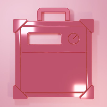 Pink Guitar amplifier icon isolated on pink background. Musical instrument. Minimalism concept. 3D render illustration.の写真素材